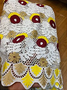 Africano Branco com Dourado Bordado Luxo