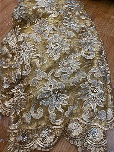 Africano Dourado Bordado Luxo