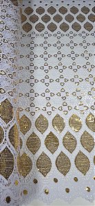 Africano Branco com Dourado Bordado Luxo