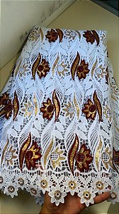 Africano Branco com Bordo Bordado Luxo