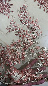 Tule Cobre Bordado 3D Luxo