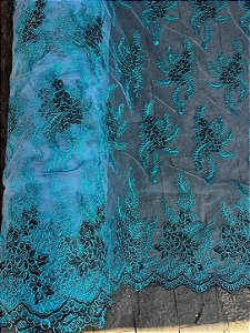 Tule Azul Fio Metálico Preto *PROMOÇÃO*