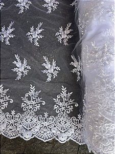 Tule Branco Bordado *PROMOÇÃO*