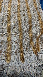 Africano Branco com Dourado Bordado Luxo