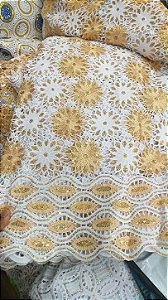 Africano Branco com Dourado Bordado Luxo