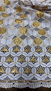 Africano Branco com Dourado Bordado Luxo
