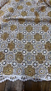 Africano Branco com Dourado Bordado Luxo