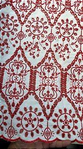 Lesse Branco com Vermelho Bordado