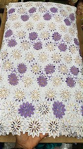 Africano Branco com Roxo Bordado Luxo