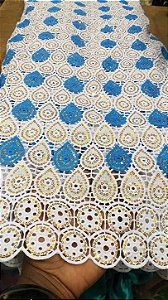Africano Branco com Azul Bordado Luxo