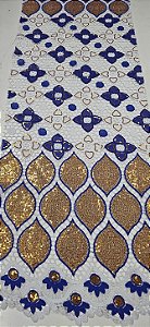 Africano Azul com Dourado Bordado Luxo
