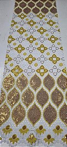 Africano Branco com Dourado Bordado Luxo
