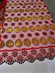 Africano Vermelho Bordado Luxo