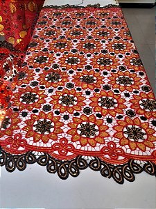 Africano Vermelho com Preto Bordado Luxo