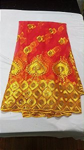 Africano Vermelho Bordado Luxo