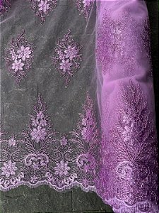 Tule Roxo Bordado