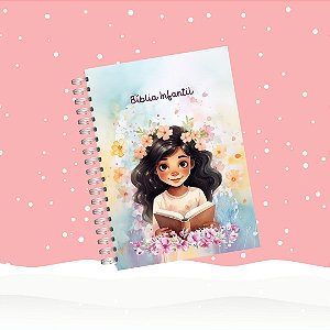 Bíblia Infantil Personalizada - Ilustrada com Histórias Resumidas da Bíblia -  Menininha Cabelo Preto Ondulado