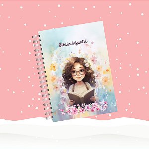 Bíblia Infantil Personalizada - Ilustrada com Histórias Resumidas da Bíblia - Menina Cacheada com Óculos