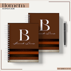 Agenda Masculina 2026 Personalizada | Couro Marrom
