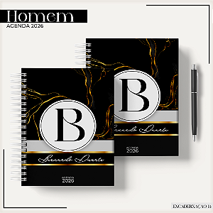 Agenda Masculina 2026 Personalizada | Gold Black