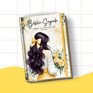 Bíblia Letra Hiper Plus com Harpa – Leitura Confortável e Edição Completa | Menina Floral Amarela