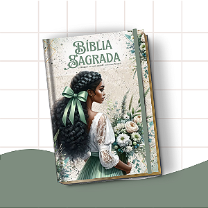Bíblia Letra Hiper Plus com Harpa – Leitura Confortável e Edição Completa | Menina Floral Verde