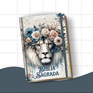 Bíblia Letra Hiper Plus com Harpa – Leitura Confortável e Edição Completa | Leão Floral Azul