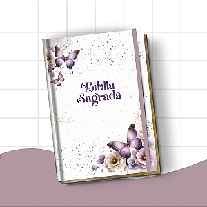 Bíblia Letra Hiper Plus com Harpa – Leitura Confortável e Edição Completa | Floral Lilás