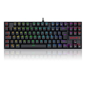 Teclado mecânico Kumara Preto RGB Switch Azul K552RGB-1 Redragon