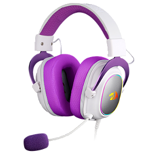 Headset Gamer Redragon Zeuz X Branco c/ Roxo RGB USB 7.1 H510WP-RGB