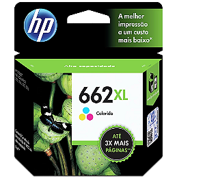 Cartucho HP 662XL Colorido Original (CZ106AB) HP Deskjet Ink Advantage 1516, 2516, 2546, 2646, 3516, 3546, 4646