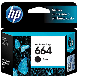 Cartucho HP 664 preto Original (F6V29AB) Para HP DeskJet Ink Advantage 1115, 2134, 2136, 2676, 3636, 3776, 3786, 3788, 3790, 3836, 4536, 4676, 5076, 5276