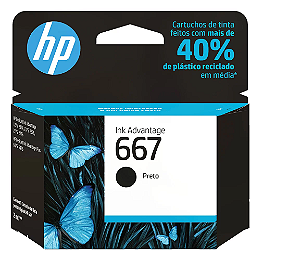Cartucho HP 667 Preto Original (3YM79AB) Para HP DeskJet Ink Advantage 1200, 2300, 2700 Series, 6400 Series -  CX 1 UN