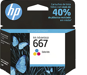 Cartucho HP 667 Colorido Original (3YM78AB) Para HP DeskJet Ink Advantage 1200, 2300, 2700 Series, 6400 Series - CX 1 UN