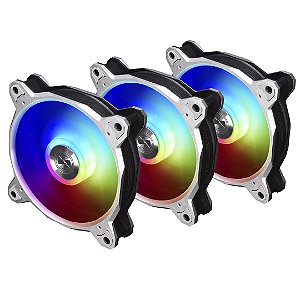 Kit com 3 fans Lian Li Bora Digital Prata RGB BR DIGITAL-3R S