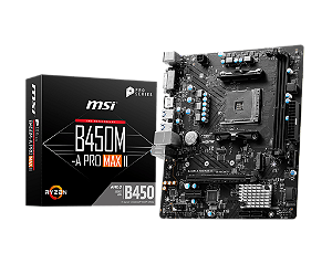 Placa Mãe MSI B450M-A PRO MAX II - AMD Ryzen AM4 - DDR4 - Matx - Hdmi/dvi