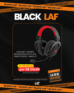 Headset Gamer Redragon Zeus Lite Preto P3/P2 - H510-LT