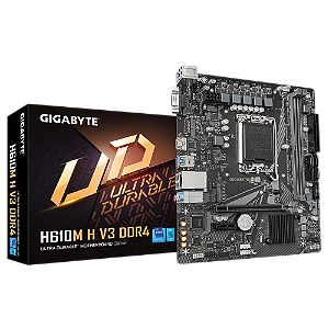 Placa Mãe Gigabyte H610M H V3 M.2 Gen3 x4 DDR4 LGA 1700 M-ATX Chipset Intel H610 (rev. 1.0)