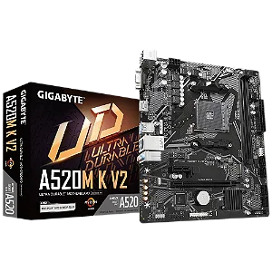 Placa Mãe Gigabyte A520M K V2 DDR4 M.2 NVMe PCIe Gen3 x4 Socket AMD AM4 M-ATX Chipset AMD A520 (rev. 1.0)