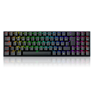 Teclado Mecânico Redragon Zed Pro Wireless/ BT/ Cabo RGB Preto Switch Marrom - K627P-WNS-B (PT-BROWN)