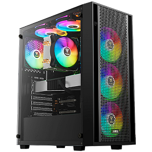 Gabinete Gamer Gamdias Aura GC2 Elite ARGB Preto com 4 fans