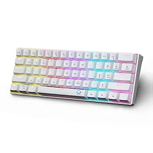 Teclado Gamer Mecânico OX Moon TKL 60% USB Switch Azul Anti Ghosting Branco