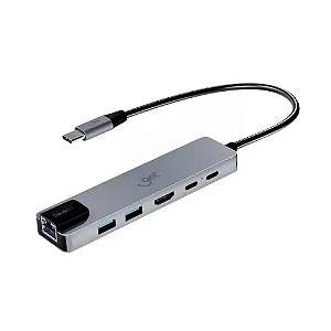 Hub Dock Adaptador USB-C Get 6 em 1 Get 1 USB 2.0 1 USB 3.0 1 HDMI 1 RJ45 2 USB C