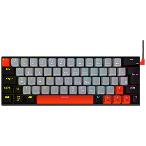 Teclado Mecanico 60% Pcyes Kuromori Black Vulcan - Switch Red - Led Rainbow - Ptkm60Rd