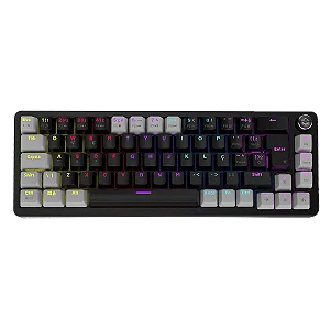 Teclado Mecânico 65% Pcyes Mecka Black Vulcan - Switch Blue - Led Rainbow - Tpmkbvbl