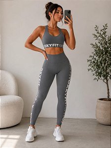 conjunto legging top vision oxyfit cinza M