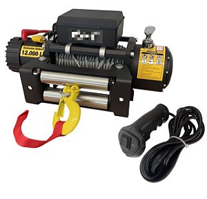 Guincho 12V 12.000LB / 5.443KG Cabo de AÇO 30m x 3/8" IP67