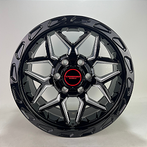KIT 4 RODAS - NASHVILLE R17X9 6X139.7 - PRETO DIAMANTADO