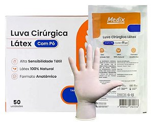 Luva Cirúrgica Estéril N.8,0 (Medix)