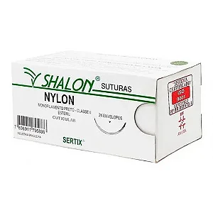 Fio de Sutura Nylon Preto 0 (Com Agulha) 24 Unidades - Shalon